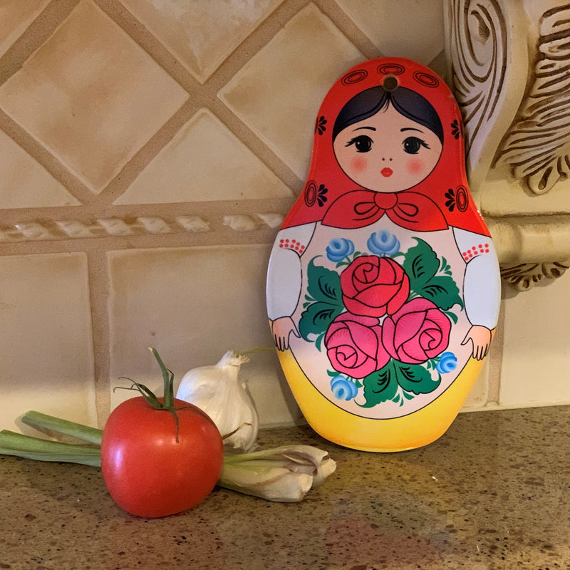 Nesting Doll with Red Scarf: Wall Trivet