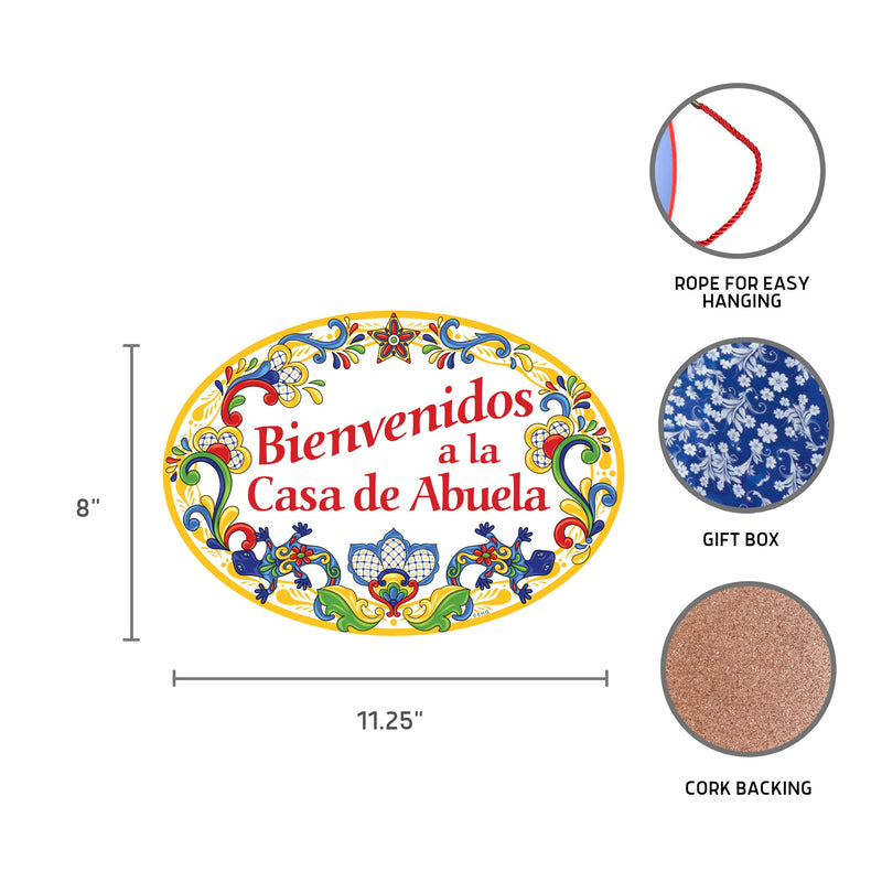 Ceramic Latino Gift Idea Welcome Sign  "Bienvenidos a la Casa de Abuela"