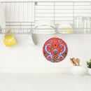 Round Ceramic Plaque: Rosemaling