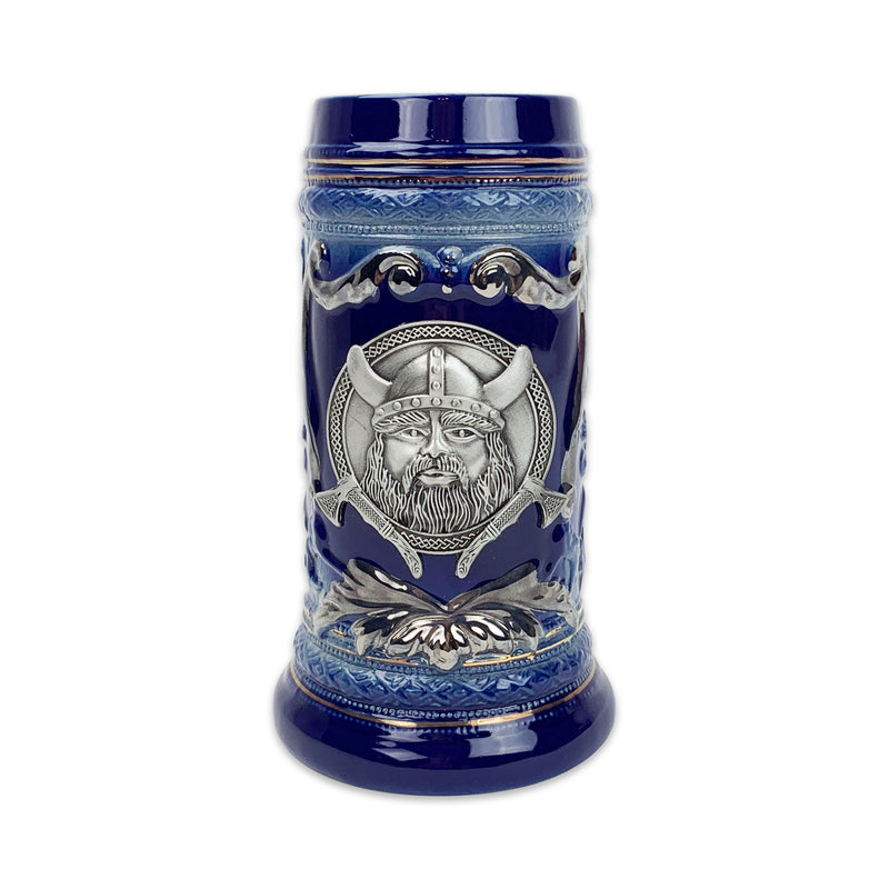 .75L Ceramic Stein Viking Medallion Deluxe Relief Without Lid