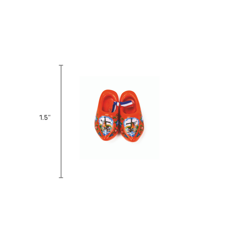 Wooden Doll Shoes Orange And Windmill  Design