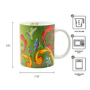 Green Rosemaling Ceramic Coffee Cup