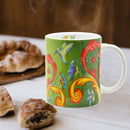 Green Rosemaling Ceramic Coffee Cup