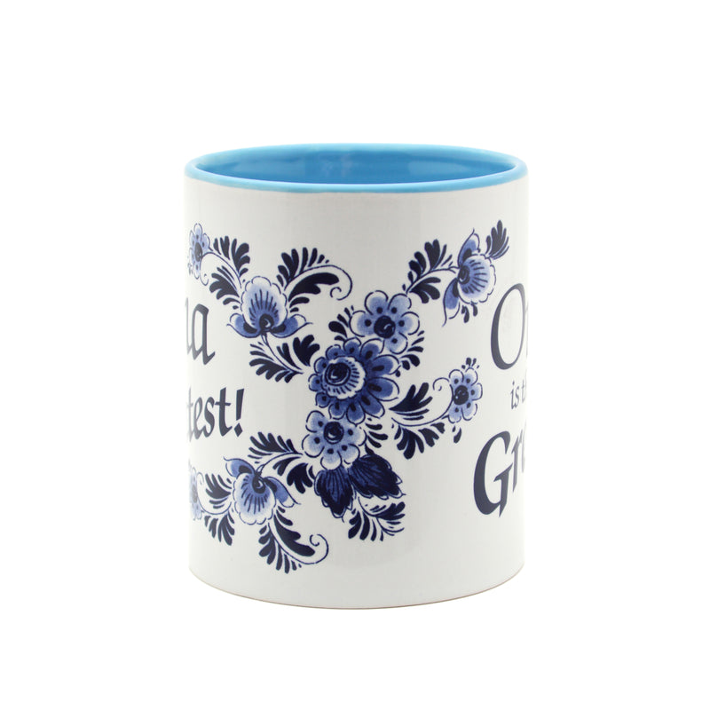 "Oma is the Greatest" / Blue Ceramic Coffee Mug - ScandinavianGiftOutlet