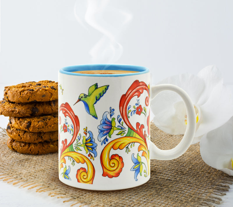 Rosemaling & Hummingbird Coffee Mug