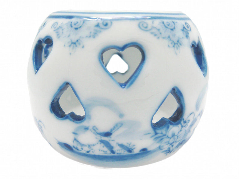 Ceramic Blue: Votive Candleholder With Hearts - ScandinavianGiftOutlet
