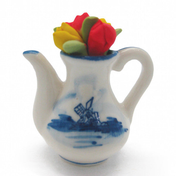 Ceramic Miniature Teapot with Tulips - ScandinavianGiftOutlet