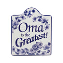 Ceramic Cheeseboard w/ Cork Backing: Blue Oma is the Greatest