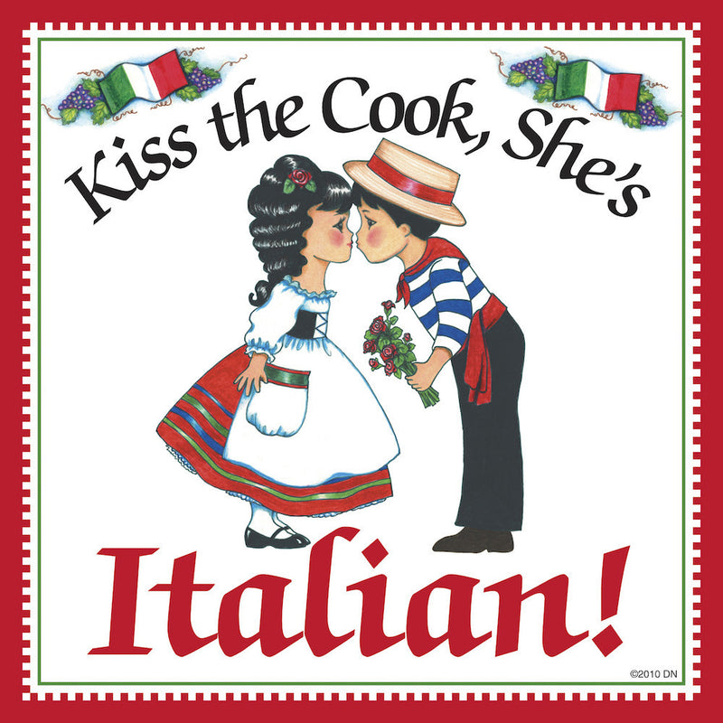Italian Shop Gift Tile "Kiss Italian Cook" - ScandinavianGiftOutlet