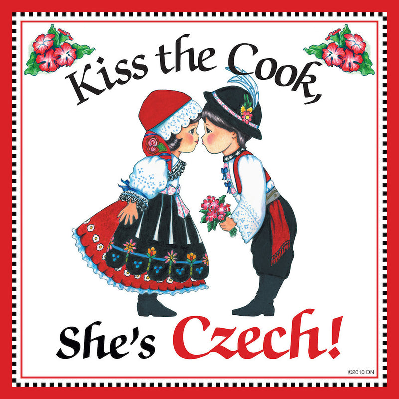 Czech Gift Tile "Kiss Czech Cook" - ScandinavianGiftOutlet