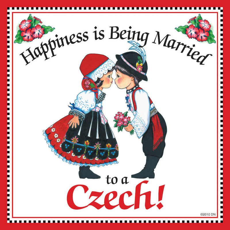 Czech Gift Tile "Married to Czech" - ScandinavianGiftOutlet