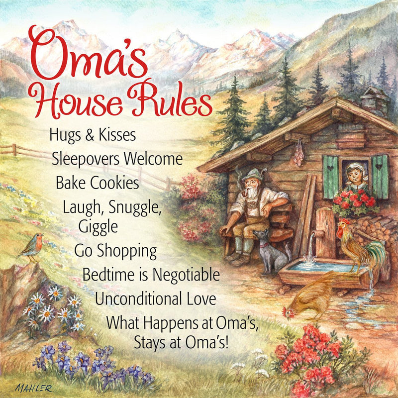 German Gift Oma House Rules Wall Plaque