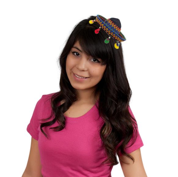 Costume Party Hat Mexican Mini Sombrero with Pompons - ScandinavianGiftOutlet
