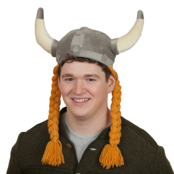 Hat: Cloth Viking Helmet with Braids - ScandinavianGiftOutlet