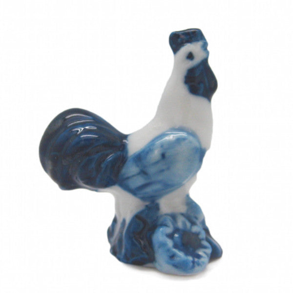 Miniature Animals Delft Blue Ceramic Rooster - ScandinavianGiftOutlet
