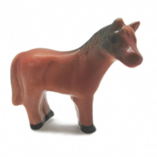 Porcelain Animals Brown Miniatures Horse - ScandinavianGiftOutlet
