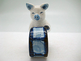 Miniature Musical Instrument Pig With Drum Delft Blue - ScandinavianGiftOutlet