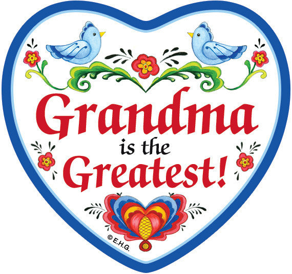 "Grandma Is The Greatest" Heart Fridge Magnet Tile - ScandinavianGiftOutlet