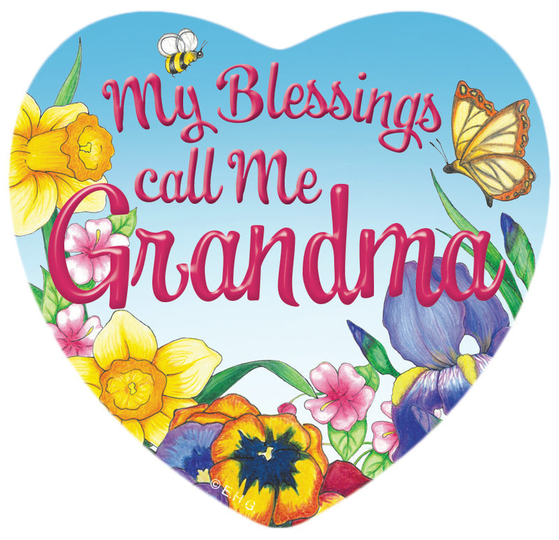 "My Blessings Call me Grandma" Heart Fridge Magnet Tile - ScandinavianGiftOutlet