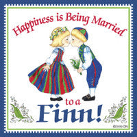 Finnish Souvenirs Magnetic Tile (Happiness Married To A Finn) - ScandinavianGiftOutlet
