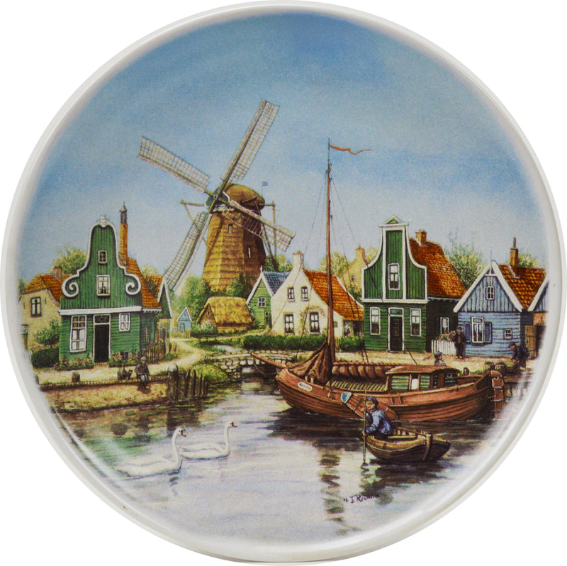 Souvenir Plate Swan Village Color - ScandinavianGiftOutlet