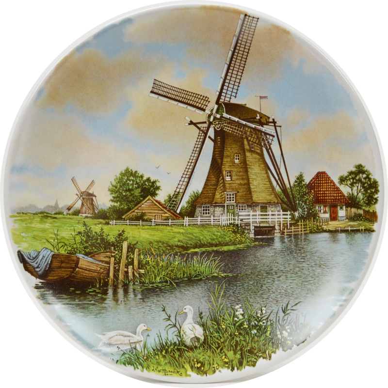 Souvenir Plate Mill with Geese Color - ScandinavianGiftOutlet