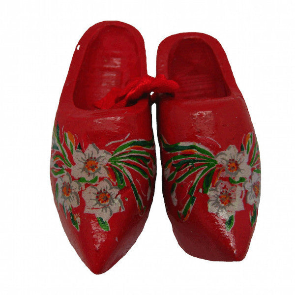 German Red Wooden Shoes Edelweiss - ScandinavianGiftOutlet