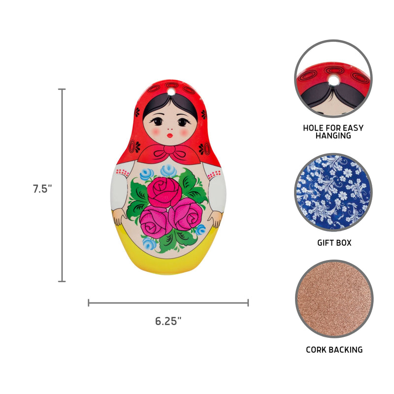 Nesting Doll with Red Scarf: Wall Trivet
