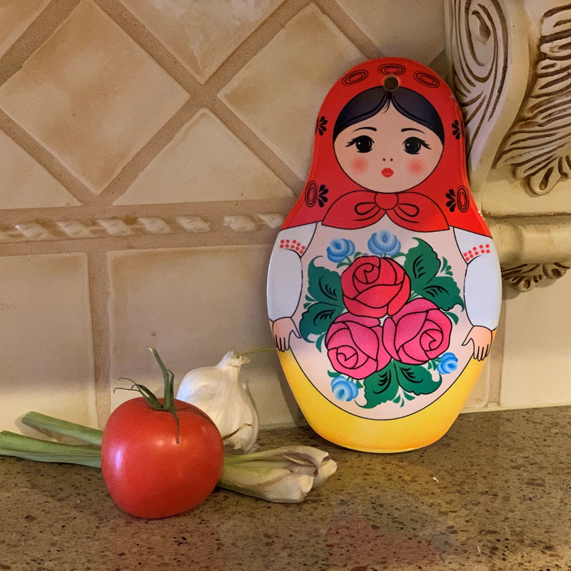 Nesting Doll with Red Scarf: Wall Trivet