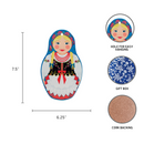 Nesting Doll with Blue Scarf: Wall Trivet