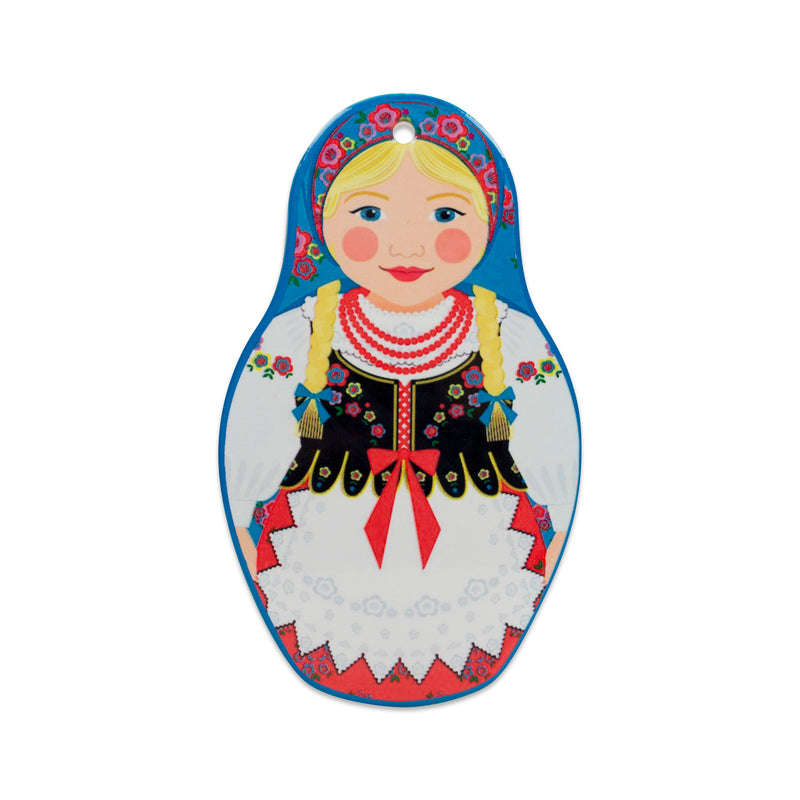 Nesting Doll with Blue Scarf: Wall Trivet