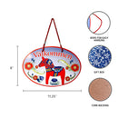 Valkommen Red Dala Horse Ceramic Door Sign