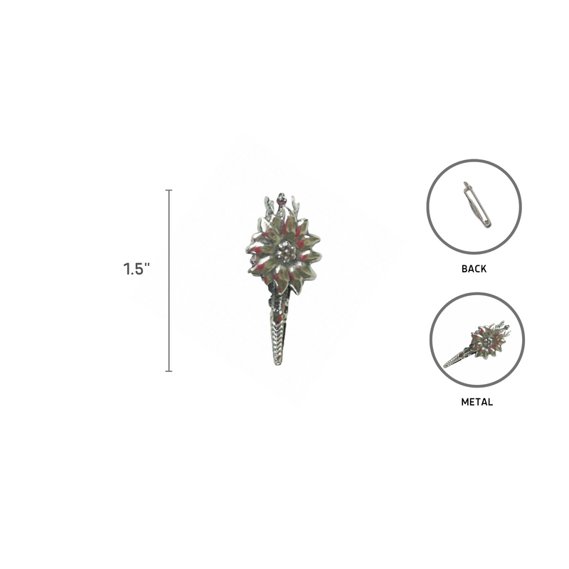 German Hat Pin Piece w/ Edelweiss