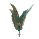 Peacock & Pheasant Fedora Feather Pin with Edelweiss Medallion