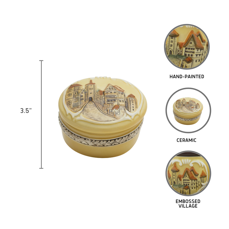 Round Jewelry Box: Rothenburg Village