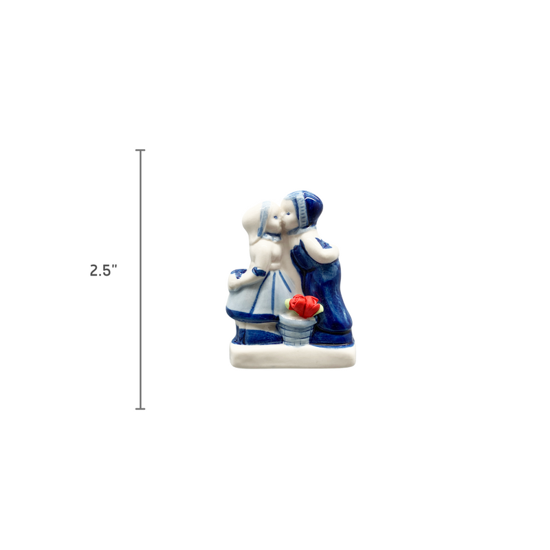 Delft Blue Kiss with Tulips Kitchen Magnet