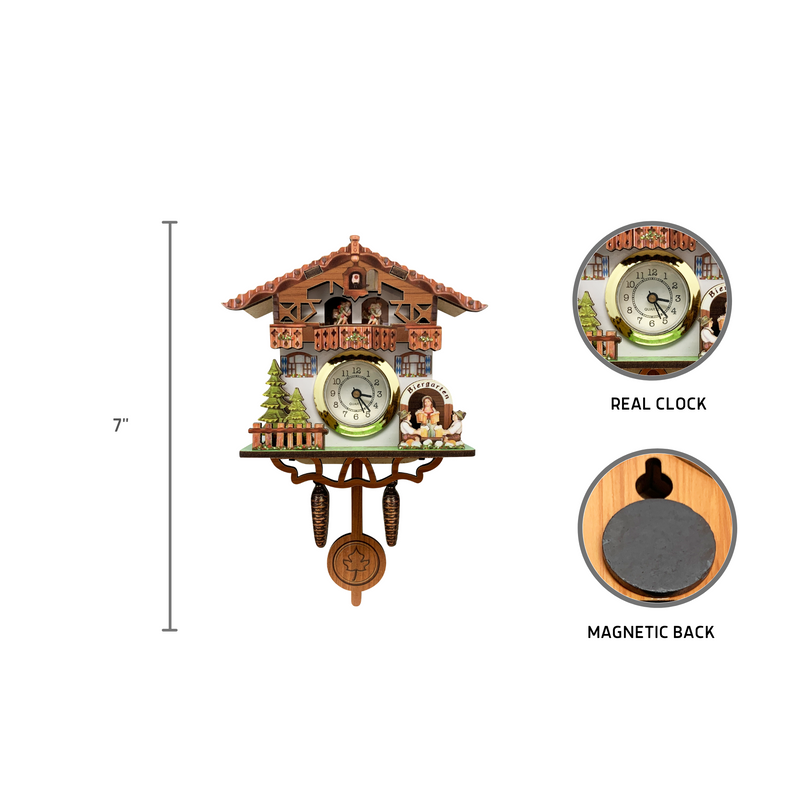 German Kitchen Bier Garten Functioning Clock Refrigerator Magnet