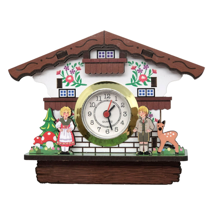 Real Clock 3-D Kitchen Magnet Alpine House with Boy & Girl
