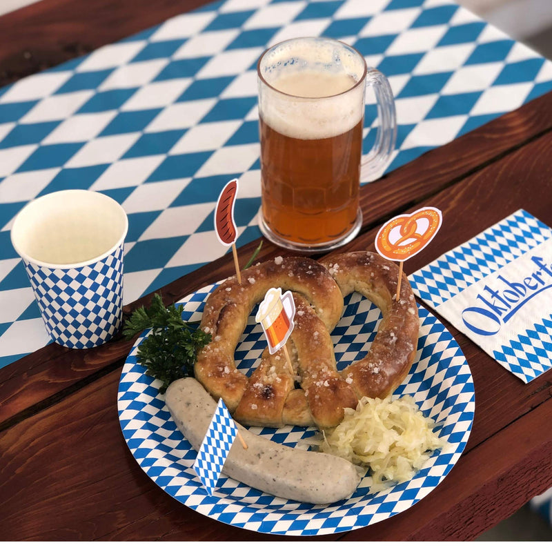 Oktoberfest Party Supplies 5.5" Paper Party Napkins 8 Pack with Bavarian Checkered Pattern