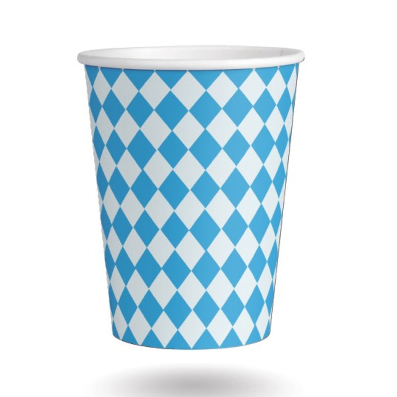 Oktoberfest Party Supplies 3.5" Paper Party Cups 8 Pack with Bavarian Checkered Pattern Decoration