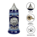.75L Ceramic Stein Viking Medallion Deluxe Relief