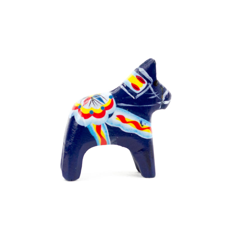 Small Blue Swedish Dala Horse Wood Figurine