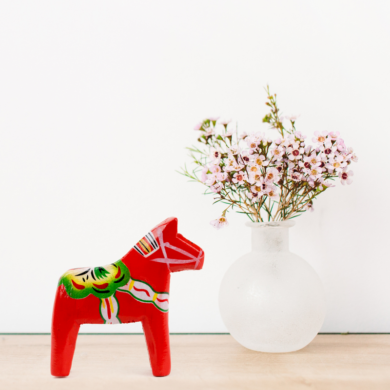 Red Swedish Dala Horse Wooden Figurine