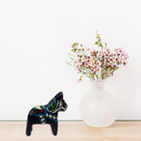 Black Swedish Dala Horse Wooden Figurine