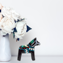 Black Swedish Dala Horse Wooden Figurine