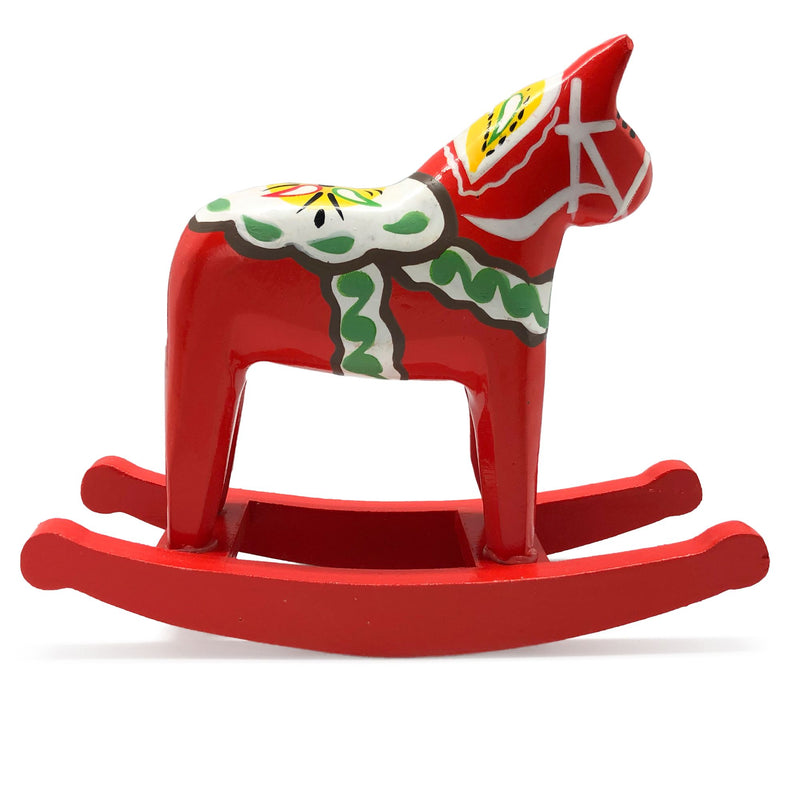 Wooden Swedish Themed Collectible Red Dala Rocking Horse