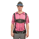 Realistic Costume Lederhosen Faux Red Shirt