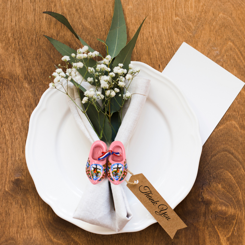 Wooden Doll Shoes Pink And Windmill  Design