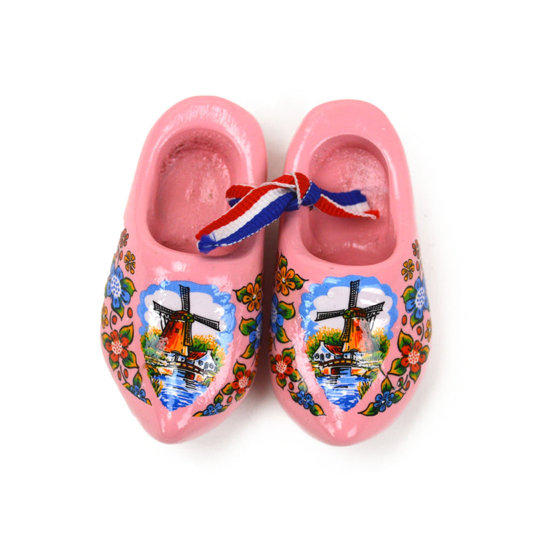 Wooden Doll Shoes Pink And Windmill  Design