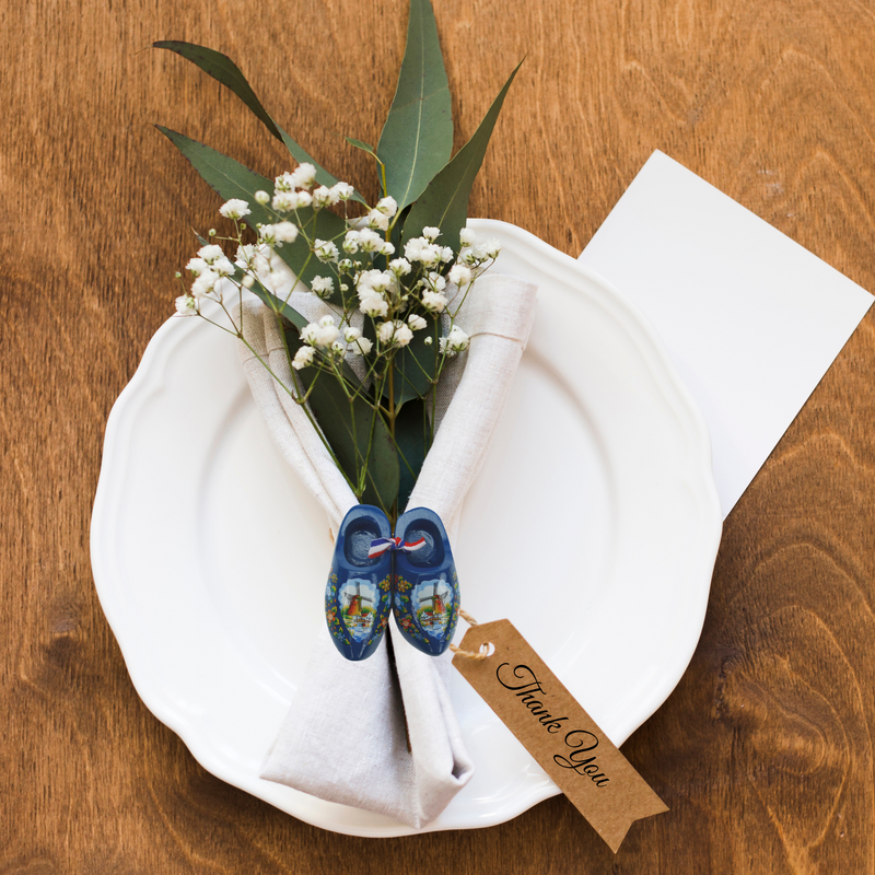 Decorative Dutch Wooden Shoe Clogs Landscape Design Blue 4"